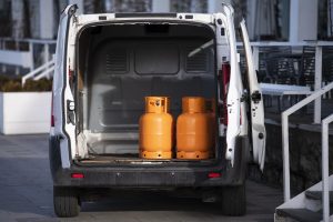 Gas tanks in van for delivery